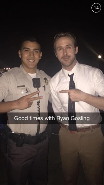 Movie set - La La Land - 2015 - August 31 - Los Angeles - Snapchat via Twitter @ lamasamhat
